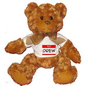  HELLO my name is DREW Plush Teddy Bear with WHITE T Shirt 