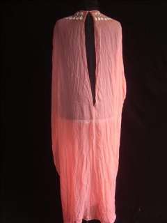   Sheer Silk Chiffon Kimono Caftan Dress Nightgown Rhinestones 1 Sz
