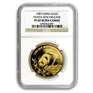  1987 1 oz Gold Chinese Panda   New Orleans PF 69 NGC Toys 