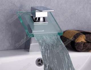 Classic Design Faucet Waterfall Square Glass Kitchen Bathroom Vanity 