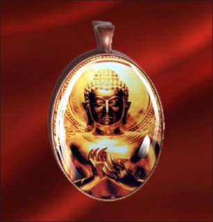 BUDDHA IN GOLD CABOCHON GLASS IN TRAY  