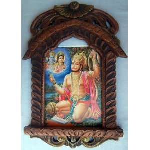 Lord Hanuman Singing & doing meditation of Sita & Ram weapon poster in 