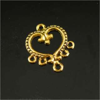 10Pcs Antiqued Gold Love Heart Connectors 19x21.5mm LA292  