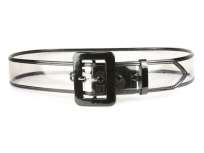   Square Buckle Color Trimmed Patent Leather Wide Jelly Clear Belt