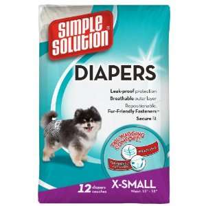  Simple Solution Disposable Diapers, X Small, 12 Count Pet 