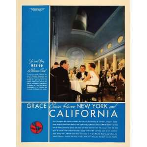 1935 Ad Grace Cruises Santa Paula Ship California Art   Original Print 