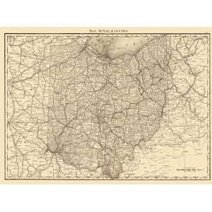  STATE OF OHIO (OH) MAP BY RAND MCNALLY & CO. 1879