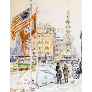     Frederick Childe Hassam   32 x 42 inches   Flags, Columbus Circle