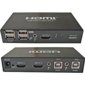  2 Port HDMI USB KVM Switch with Cables