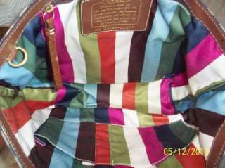 Coach 11179 BLUE Denim /BROWN Leather Signature Legacy Stripe Tote Bag 