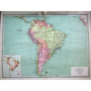  MAP c1890 SOUTH AMERICA BRAZIL COMMUNICATIONS INDUSTRY 