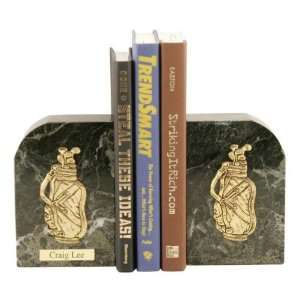  Gold Plated Marble Golf Bookends 