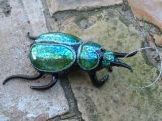 Cody Foster Blown Glass Blue Beetle Christmas Ornament  
