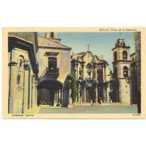  1940s Vintage Postcard Cathedral Square   Havana Cuba 