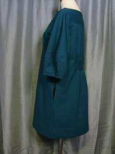 MINT THEORY MISSIE CRAZE Teal Blue Pocketed Blousy Puff Sleeve Dress 