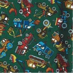 44 Wide Fabric Construction Vehicles (Dark Green Background) Fabric 