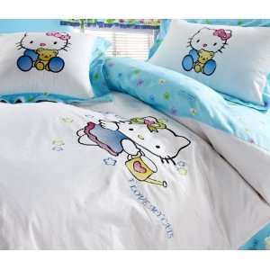  Hello Kitty Blue BED Single or Full Size Pink Sheet Fitted 
