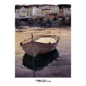 Barca al Contraluz Finest LAMINATED Print Poch Romeu 35x47 