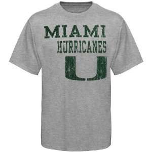  UM Hurricanes Tee  Miami Hurricanes Ash Stacked T Shirt 