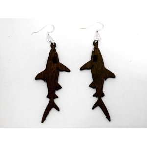  Brown Shark Wooden Earrings GTJ Jewelry
