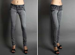 MOGAN Crystal Button Stretch Compy Skinny Jeans Light Weight Denim 