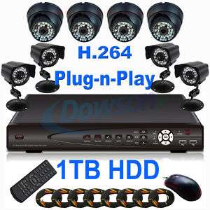 1TB H.264 CCTV DVR 8 Security Cameras Monitoring System  