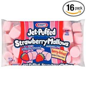 Kraft Jet Puffed Strawberry Mallows Marshmallows 10 oz (Pack of 16 