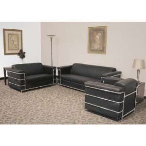 Black Leather Reception Seating Group