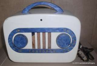 Vintage Art Deco Coronado Racetrack Radio Blue Marbled Trim Works 