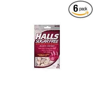 Halls Cough Drop, S/F, Black Chry, 25 Count (Pack of 6)  