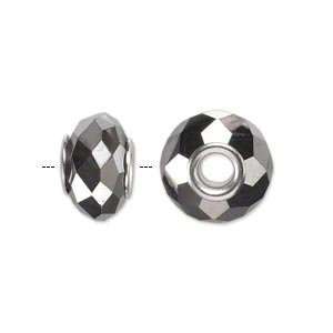  #7226 Bead, Dione™, glass and silver plated brass grommet 