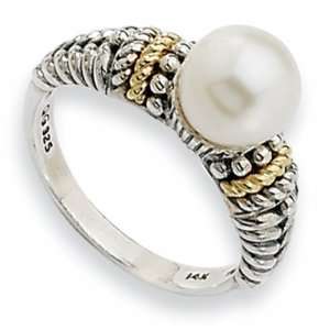    Sterling Silver and 14k 8mm Freshwater Cultured Pearl Ring Jewelry