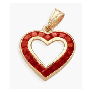  Genuine Ruby Gemstone Gold Heart Pendant Jewelry