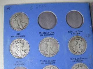 Lot 30 1916 1936 Liberty Walking Half Dollars Collection $15fv 90% 