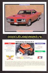 1970 DODGE CORONET R/T Muscle Car Photo SPEC FACT CARD  