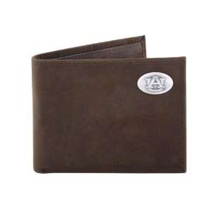 NCAA Auburn Tigers Light Brown Crazyhorse Leather Bifold Concho Wallet 