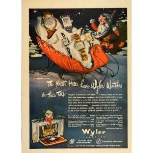  1947 Ad Wyler Incaflex Watch Christmas Santa Sleigh 