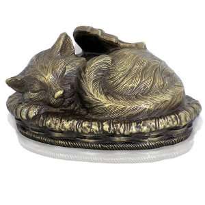   Metallic Bronze Sleeping Angel Cat Cremation Urn Patio, Lawn & Garden