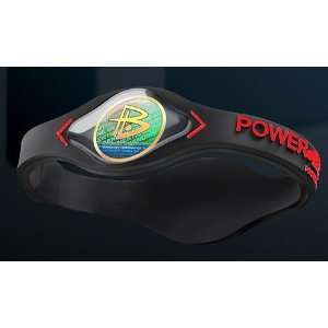 Power Balance Silicone Wristband Bracelet LARGE (Black with Red Letter 