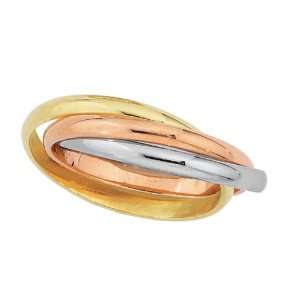  18K Two Tone Gold and Platinum Three Band Rolling Ring 