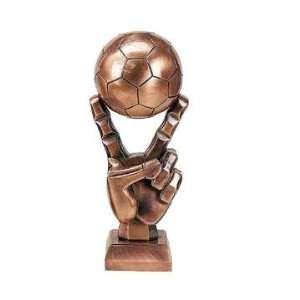  20 inch Copper Color Cross Finger Soccer Ball Figurine 