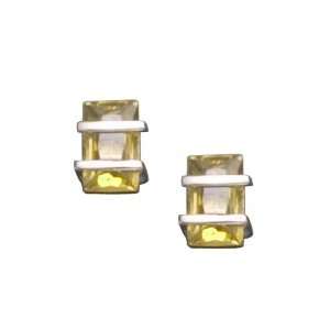  C.Z., PEARL AND YELLOW CITRINE CLIP POST RHODIUM PLATED 