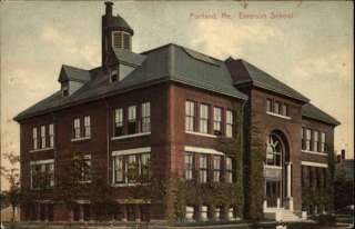 Portland ME Emerson School Yellow Ten Cent Stamp c1910 Postcard  