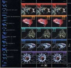 Deep Sea Creatures pane of 15 x 33 cent U.S. Stamps 199  