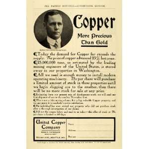   Ad United Copper Edwin Peterson Mining Seattle   Original Print Ad