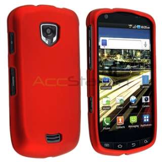 For Samsung Droid Charge Red Rubber Hard Case Cover+Car Charger+Screen 
