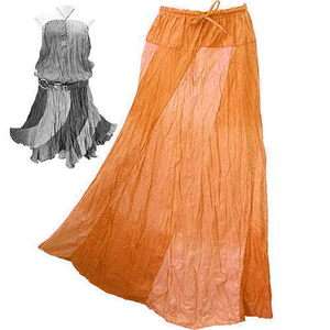 New Boho Hippie 3 Tone Tie Dye Crinkle Long Skirt   C20A  