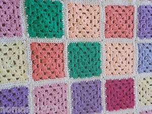   GRANNY AFGAN SQUARE CROCHET VINTAGE BLANKET QUILT THROW HEAVY  