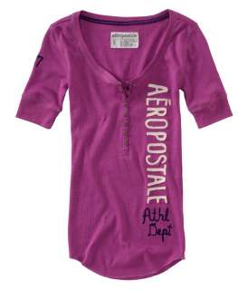 Aeropostale womens embroidered athletic dept henley shirt   Style 