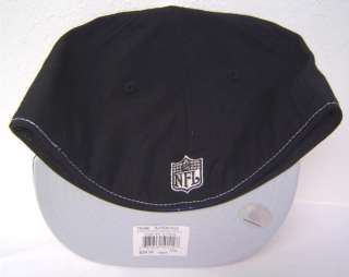 NFL Logo is embroidered on the back of cap in silver and black.